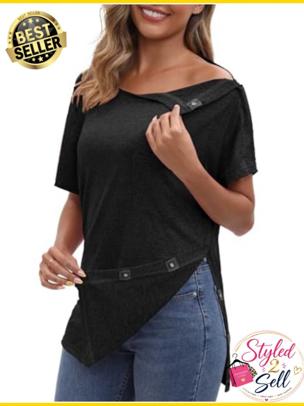 Post Shoulder Surgery Shirt Magnetic Buttons Tear Away Recovery Tee